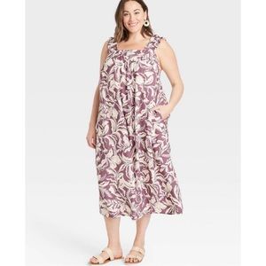 NEW A New Day Ruffle Sleeveless Midi Shift Dress in Light Purple Size Large